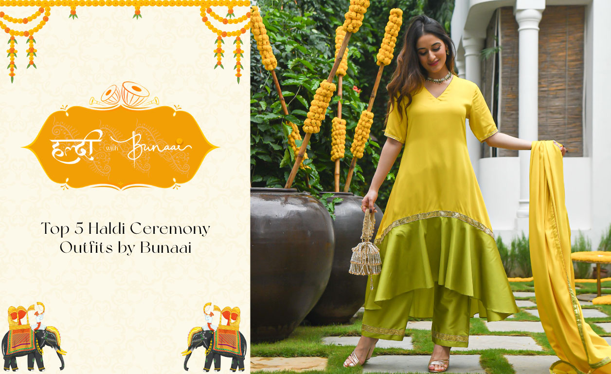 Yellow color designer gown for haldi function – Joshindia