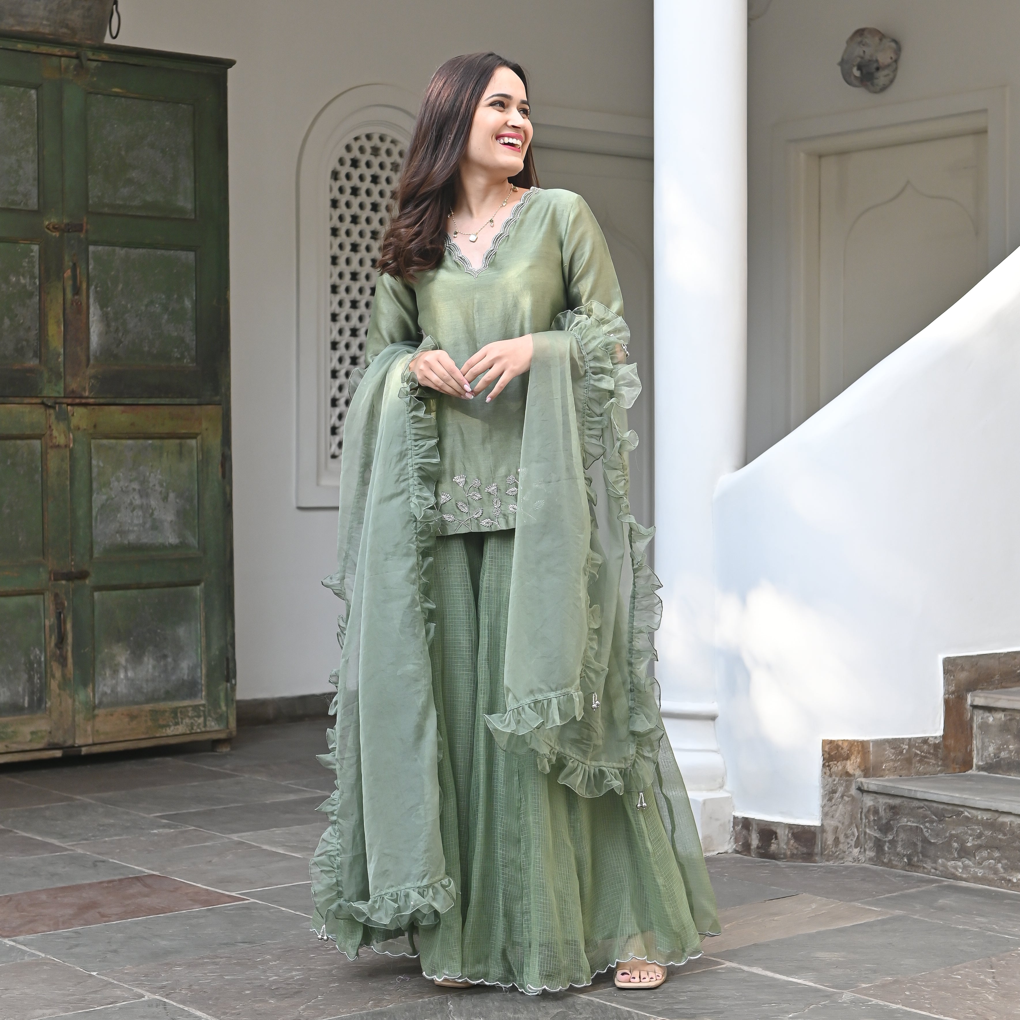 Sahar Green Sharara Salwar Suit Set For Women Online –, 45% OFF
