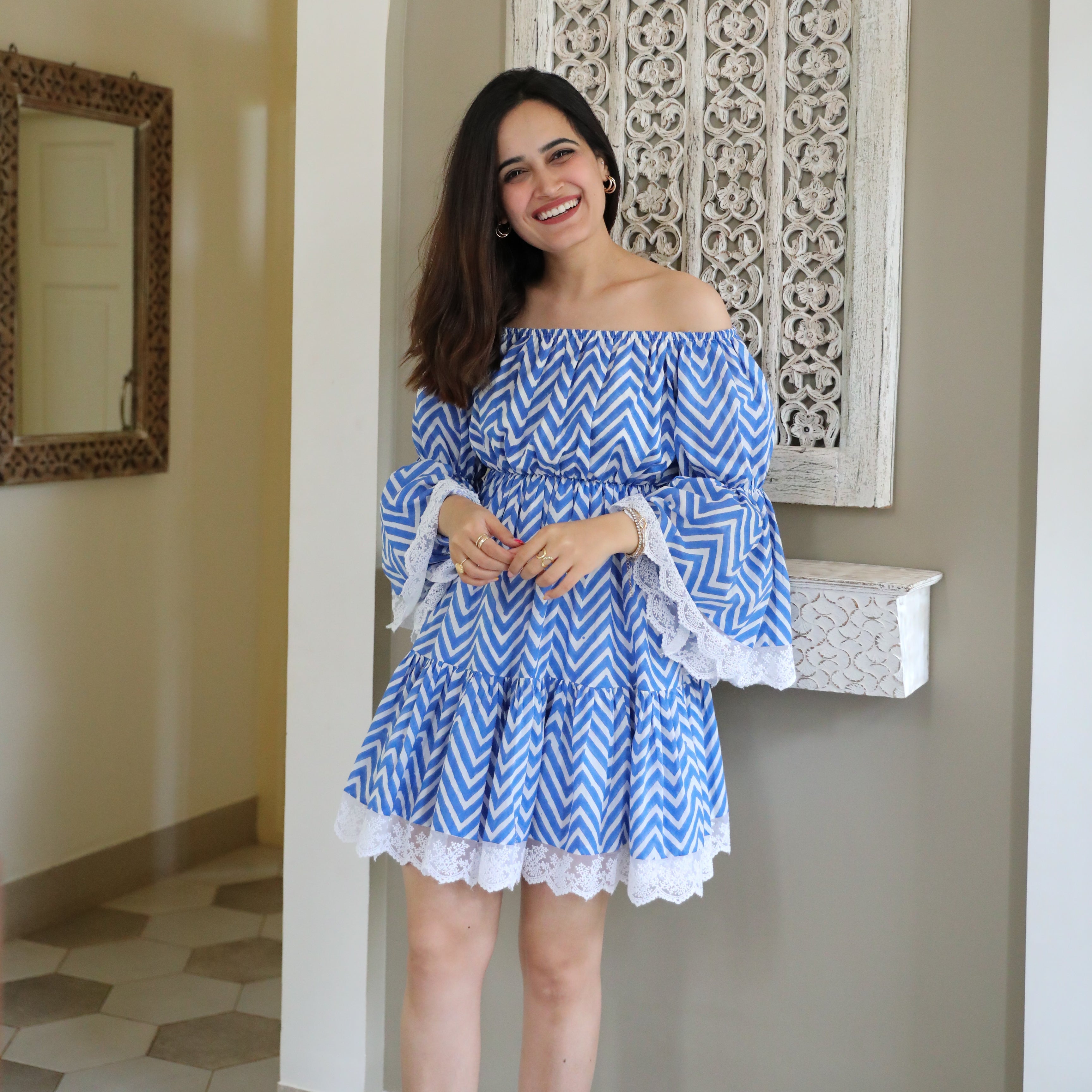 Eventide Blue Printed Cotton Dress