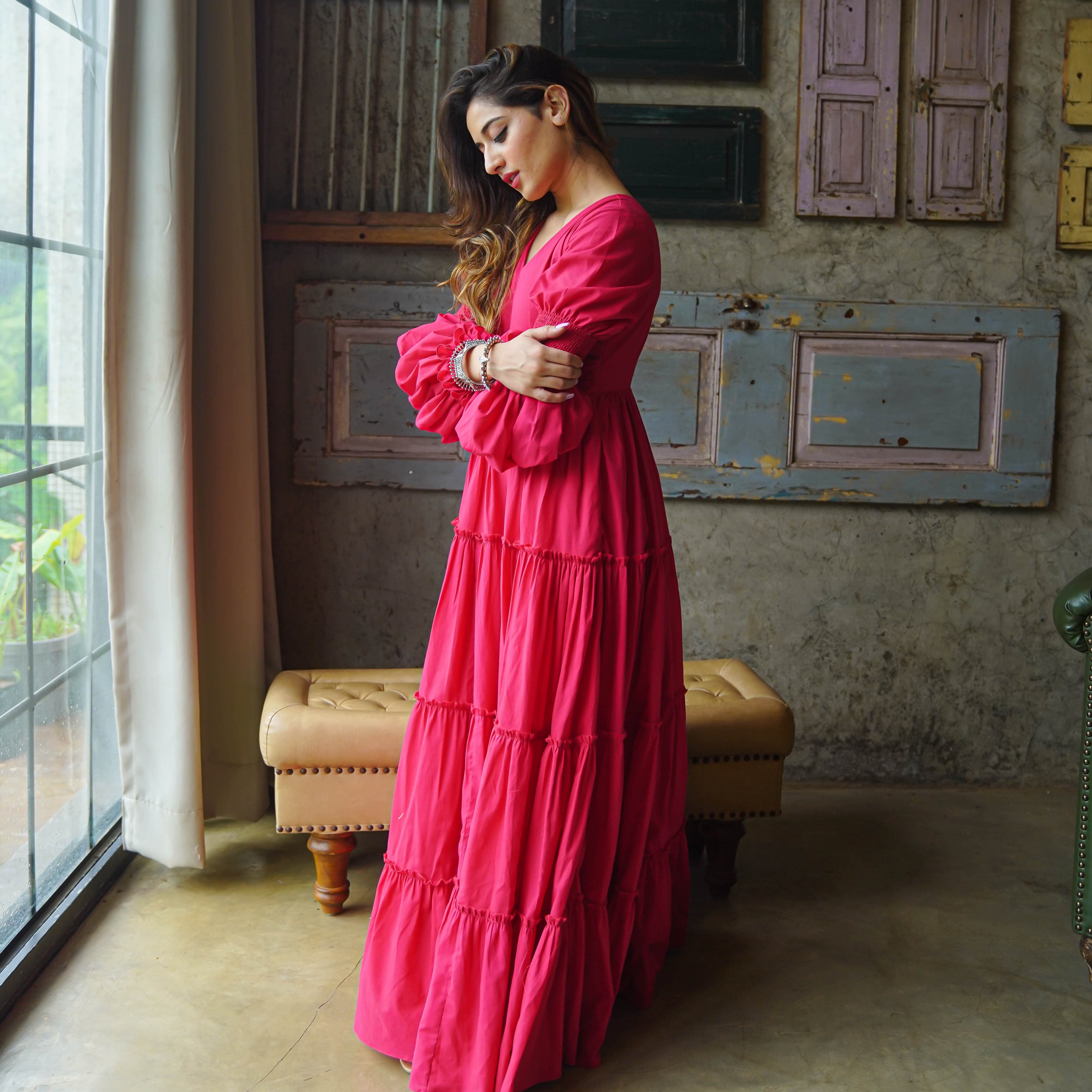 Buy Aqua Front Criss Cross Floral Print Long Dress Online - Ritu Kumar  International Store View