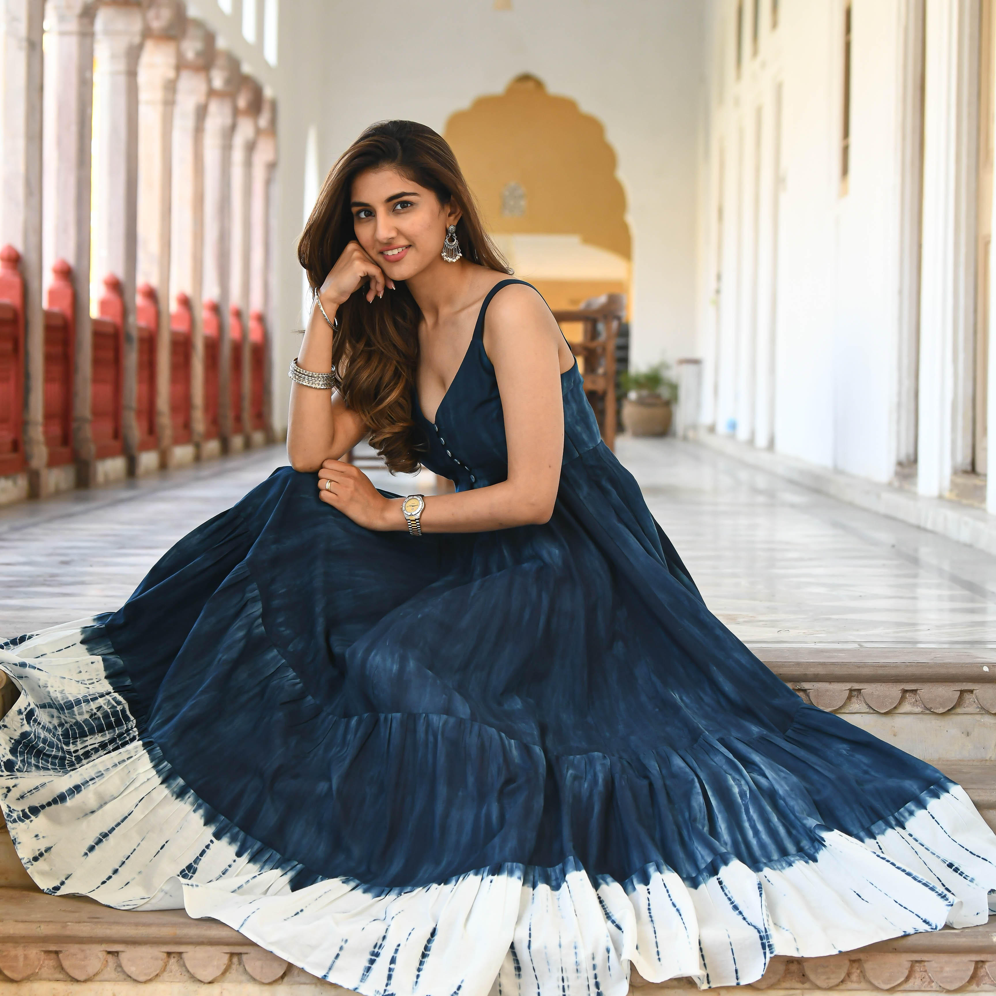 TADKESHVAR Women Fit and Flare Blue Dress - Buy TADKESHVAR Women Fit and  Flare Blue Dress Online at Best Prices in India | Flipkart.com